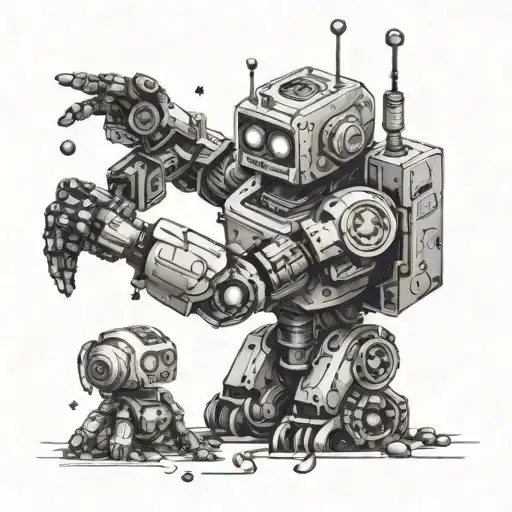 humanoid robot and space themed tattoo tattoo design idea