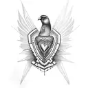 aztec bird with heart tattoo design idea