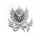 aztec bird with heart tattoo design idea