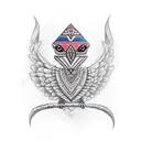 aztec bird with heart tattoo design idea