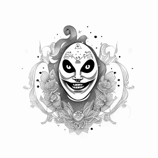 lonely and happy mask tattoo design idea