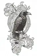 raven with thin scroll wrapping for quote tattoo design idea
