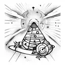 space Galaxy with fruit accents tattoo design idea