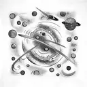 space Galaxy with fruit accents tattoo design idea