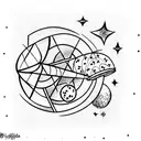 space Galaxy with fruit accents tattoo design idea