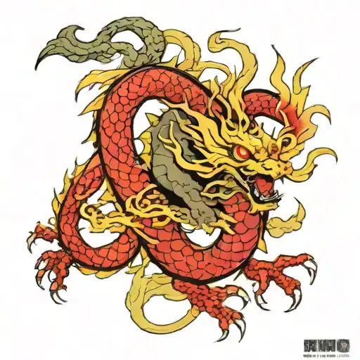 shenron dragon and kurama nine tail tattoo design idea