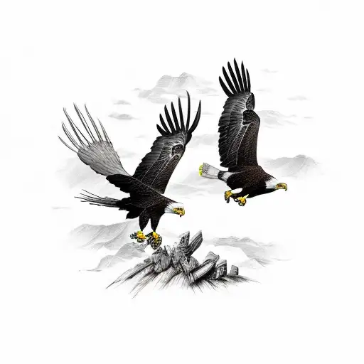 American Bald Eagle Fighting a Andean Condor their talons together tattoo design idea