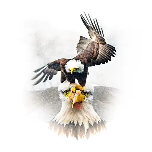 American Bald Eagle Fighting a Andean Condor their talons together tattoo design idea