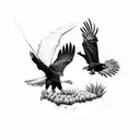 American Bald Eagle Fighting a Andean Condor their talons together tattoo design idea
