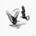 American Bald Eagle Fighting a Andean Condor their talons together tattoo design idea