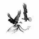 American Bald Eagle Fighting a Andean Condor their talons together tattoo design idea