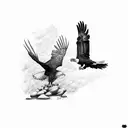 American Bald Eagle Fighting a Andean Condor their talons together tattoo design idea
