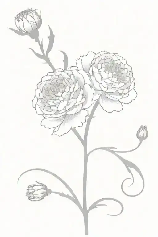 A carnation and chrysanthemum tangled together with the line "Francis forever" scrawled by it tattoo design idea