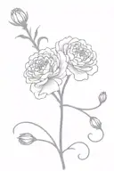 A carnation and chrysanthemum tangled together with the line "Francis forever" scrawled by it tattoo design idea