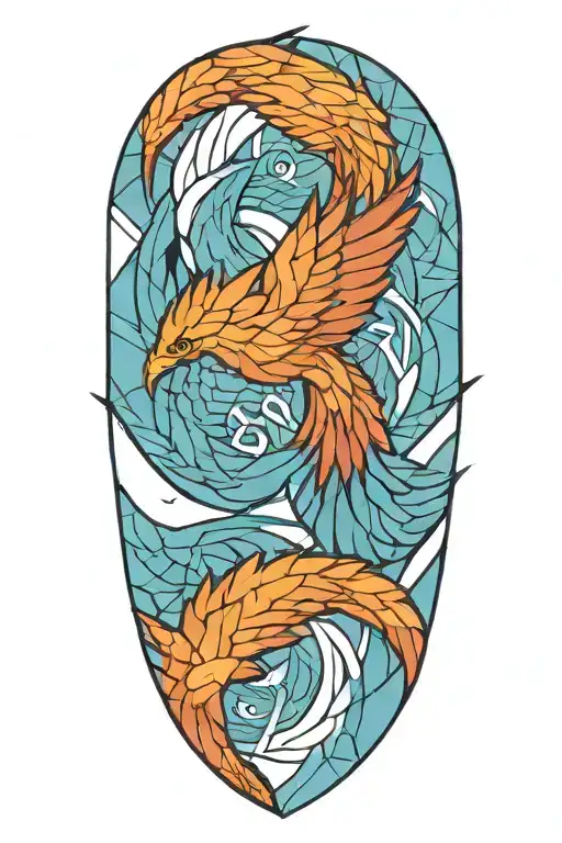 two baby pheonix, scorpio and pisces make me a tattoo tattoo design idea