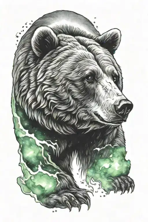 bear aurora borealis tattoo design idea