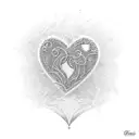 the names Tanisha, Olivia and Maya written in the shape of a heart tattoo design idea