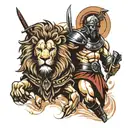 Lion and Gladiator  tattoo design idea