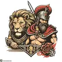 Lion and Gladiator  tattoo design idea