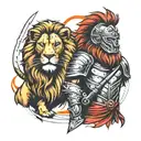 Lion and Gladiator  tattoo design idea