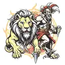 Lion and Gladiator  tattoo design idea
