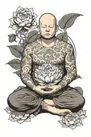 bobby hill meditating in front of a lotus flower tattoo design idea