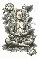 bobby hill meditating in front of a lotus flower tattoo design idea