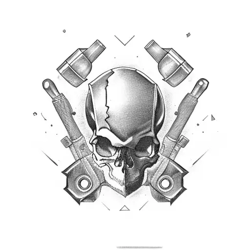 mechanic tools, skulls, DJ  tattoo design idea