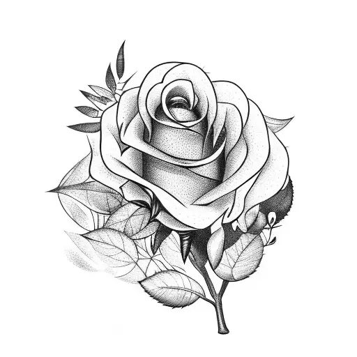 Rose , dolars , clock, leafy branches of an olive tree tattoo design idea