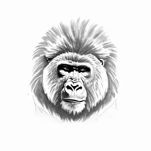 gorilla, lion and eagle tattoo design idea