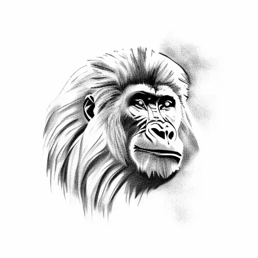 gorilla with lion and eagle tattoo design idea