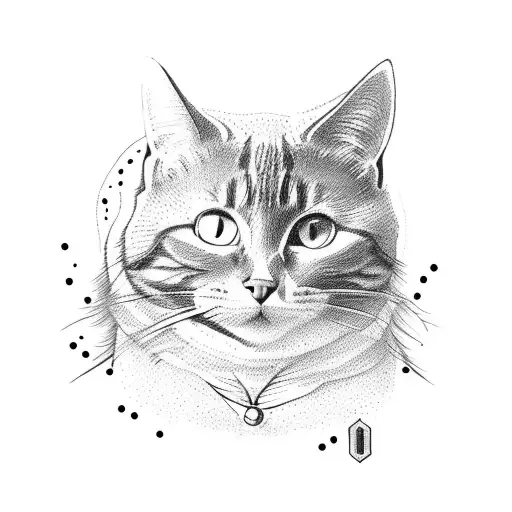 potato with cat tattoo design idea