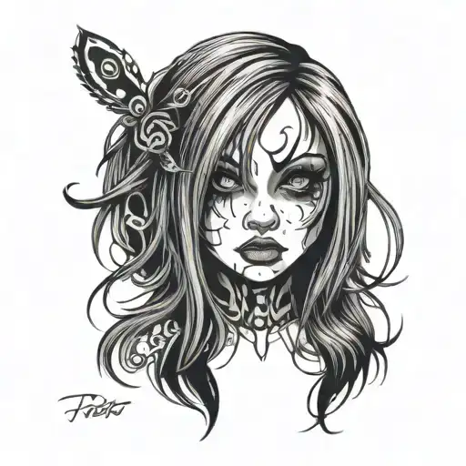 2000's emo girl tattoo design idea