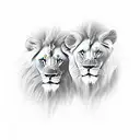 male and female lions laying together tattoo design idea