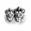 male and female lions laying together tattoo design idea