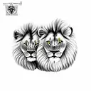 male and female lions laying together tattoo design idea