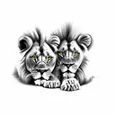 male and female lions laying together tattoo design idea