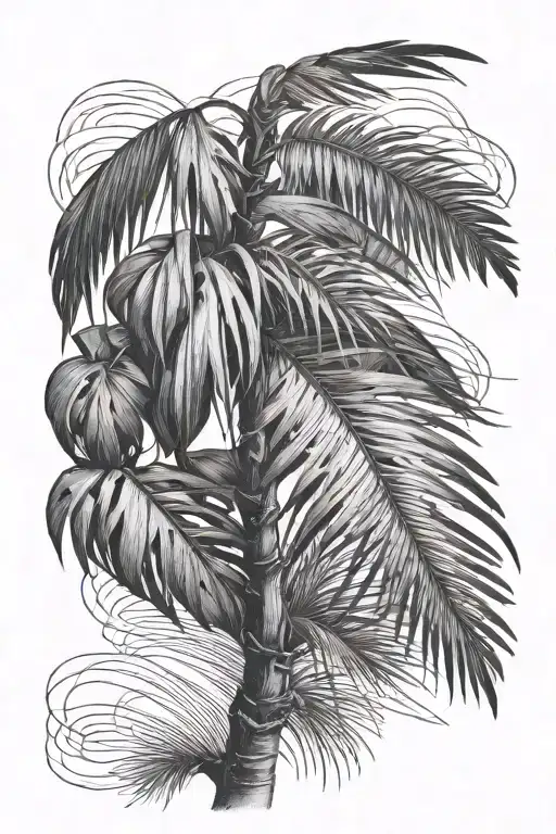 tattoo of palm branch wrapped around arm from shoulder to elbow  tattoo design idea