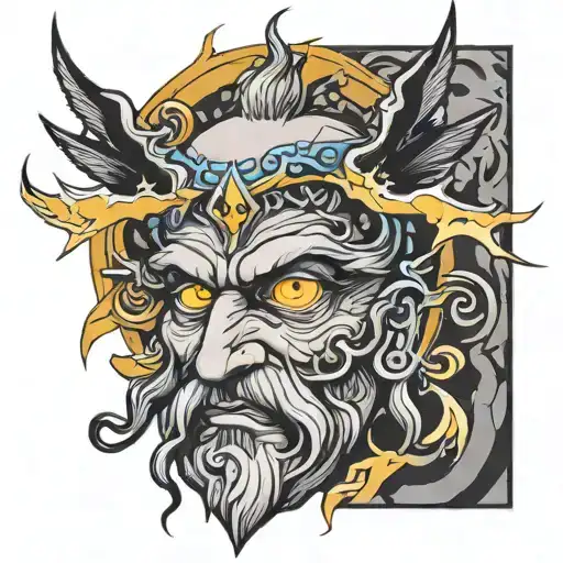 Zeus lightning bolts in the eyes tattoo design idea