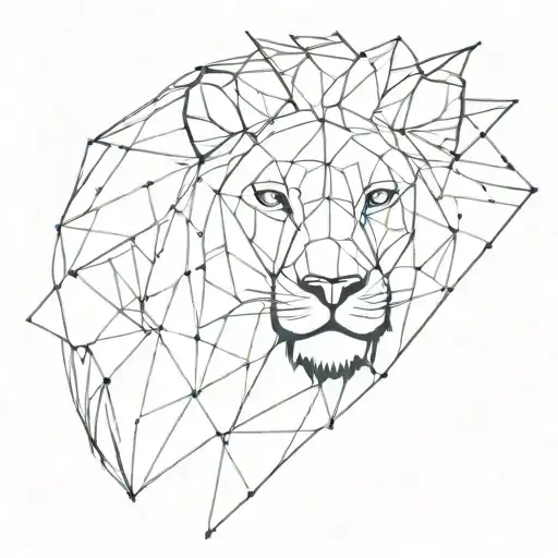 A Lion's Head Made Up Of Intricate Fine Lines And Geometric Shapes tattoo design idea