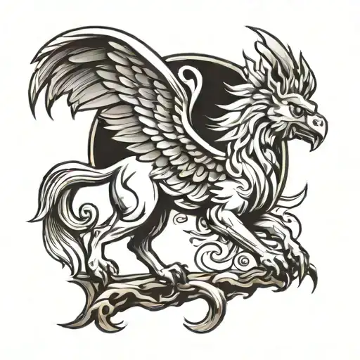 griffin on back legs tattoo design idea