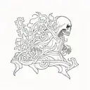 writing "Ghost" and writing "Alex" tattoo design idea