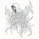 writing "Ghost" and writing "Alex" tattoo design idea