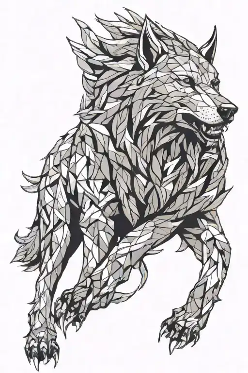 fenrir viking norse wolf tattoo design idea