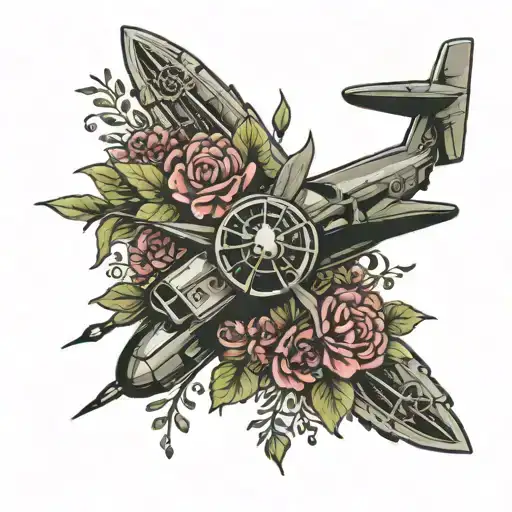 C-130 propeller blade floral tattoo design idea