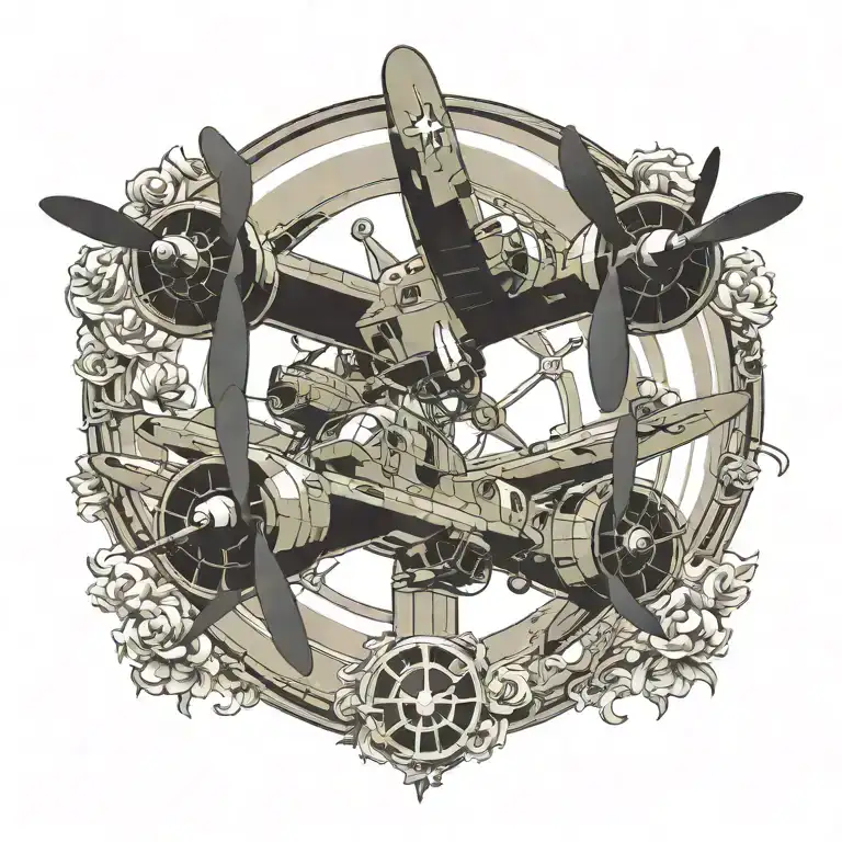 four  c-130 propellers tattoo design idea