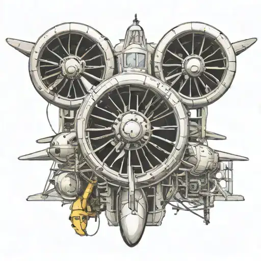 The front view of a C-130 engine with the propellers  tattoo design idea