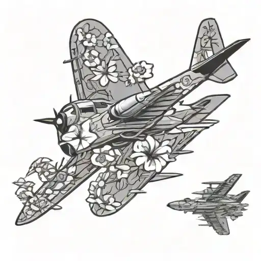 C-130 propeller blades floral design tattoo design idea