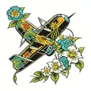 C-130 propeller blades floral tattoo design idea