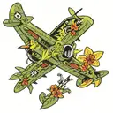 C-130 propeller blades floral tattoo design idea